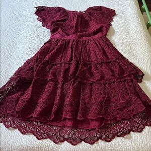 Baybala Burgandy Maroon Lace & Eyelet Cotton Set, Size Medium